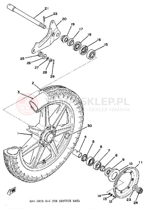 Schemat "Koło tył" do Yamaha XS750-2D/XS750D