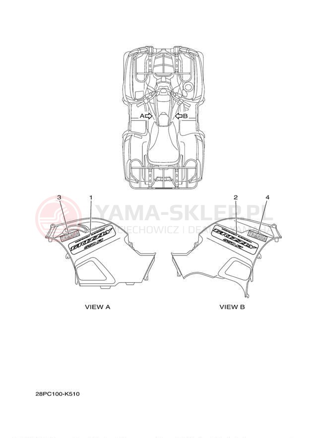 Schemat "naklejki" do Yamaha GRIZZLY 550 4WD YFM5FGAGR
