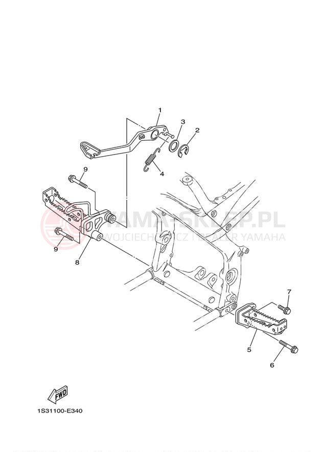 Schemat "Stopka postojowa i podnóżki" do Yamaha RAPTOR 700 YFM70RXGY/YFM70RXL