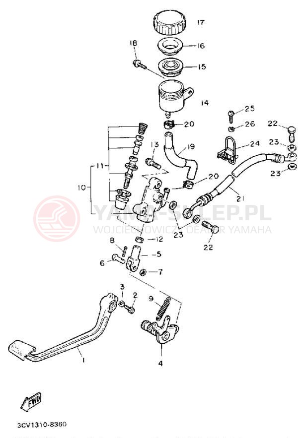 Schemat "Pompa hamulcowa tył" do Yamaha FJ1200A/FJ1200AC