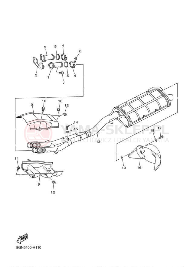 Schemat "Wydech końcowy" do Yamaha PHAZER RTX PZ50RTBW