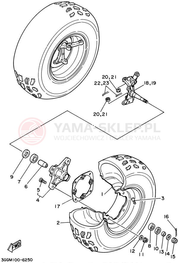 Schemat "Koło przód" do Yamaha BANSHEE YFZ350P