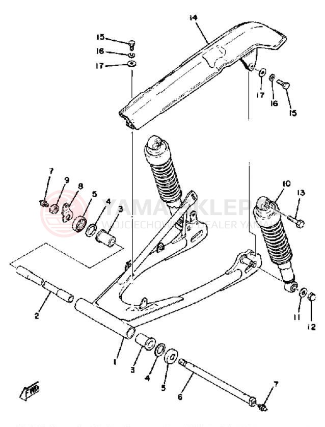 Schemat "Wahacz, osłona łańcucha" do Yamaha XS400_2F