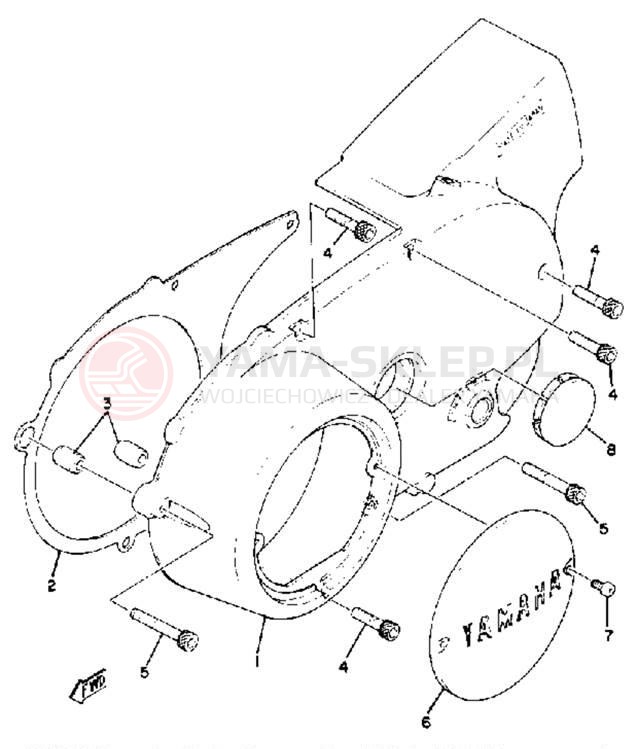 Schemat "Pokrywa silnika" do Yamaha XS650G