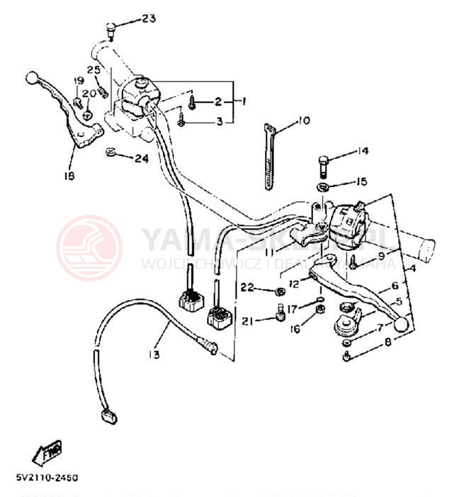 Schemat "Kierownica i osprzęt" do Yamaha XJ650RJ