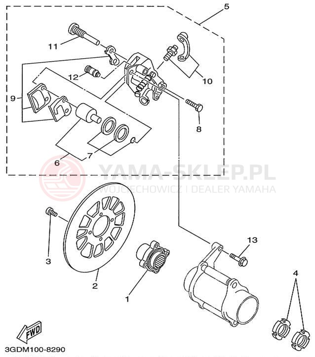 Schemat "Hamulce tył" do Yamaha WARRIOR YFM350XLC/YFM350XL