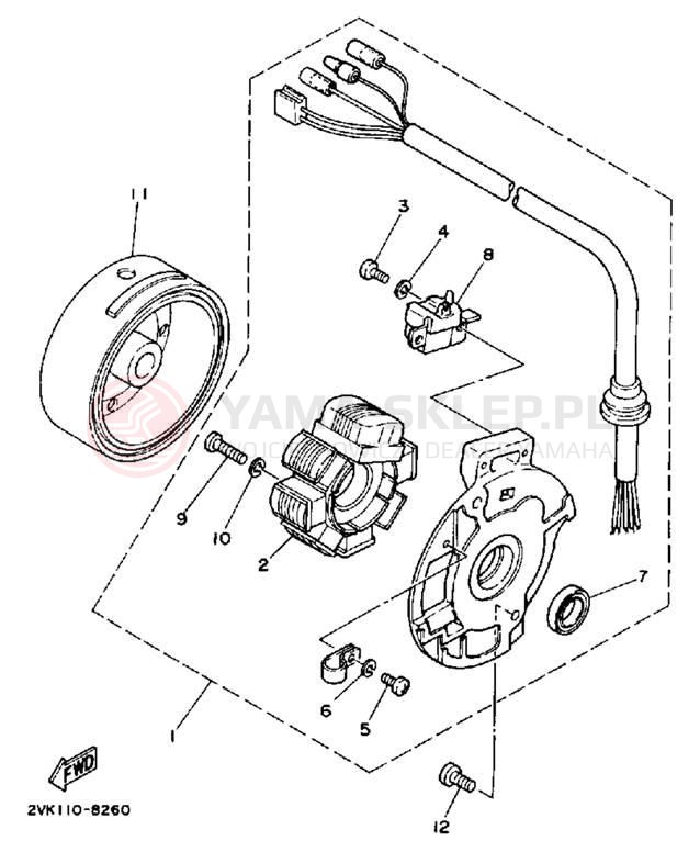 Schemat "prądnica" do Yamaha JOG CG50W