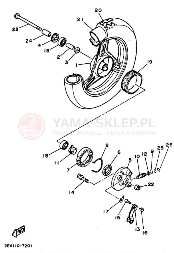 Schemat "Koło przód" do Yamaha RAZZ SH50E