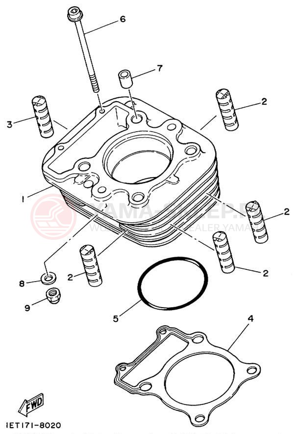 Schemat "cylinder" do Yamaha XT350L/XT350LC