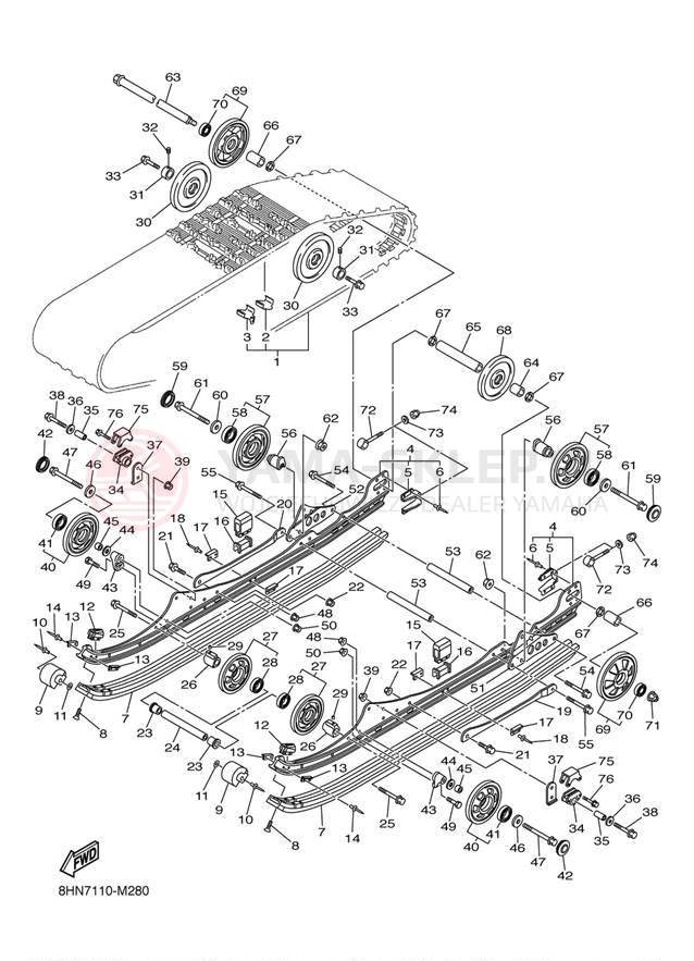 Schemat "Zawieszenie gąsiennicy" do Yamaha APEX XTX RX10PXTER/RX10PXTEL