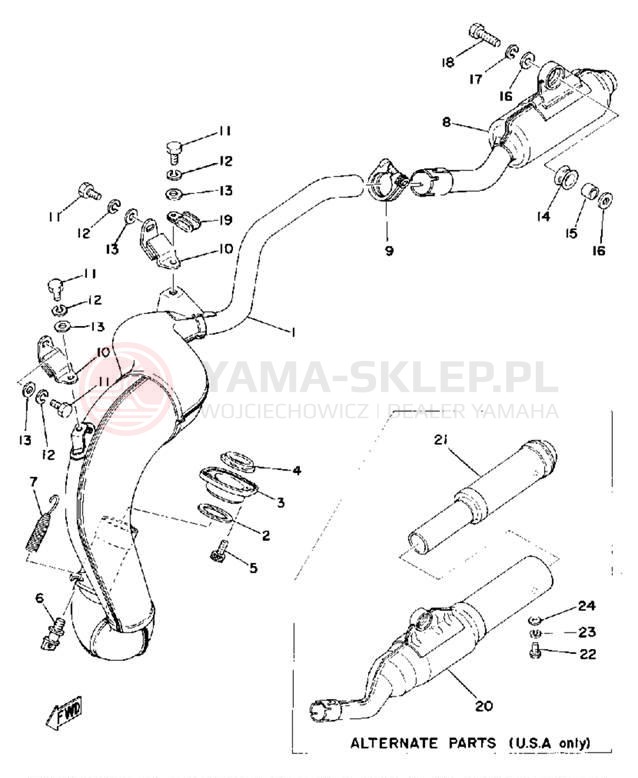 Schemat "Wydech końcowy" do Yamaha YZ175C