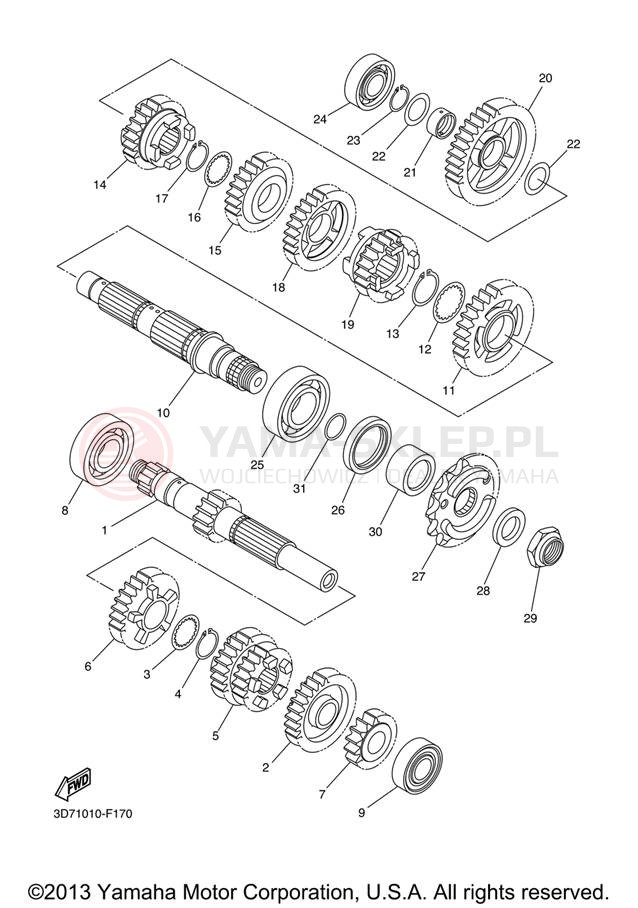 Schemat "Skrzynia biegów " do Yamaha WR250R WR25RXCL/WR25RXL