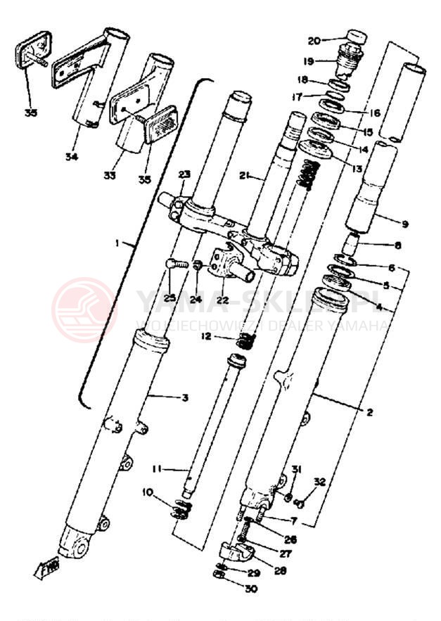 Schemat "Amortyzatory przód" do Yamaha XS1100F