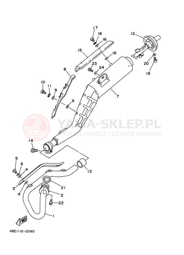 Schemat "Wydech końcowy" do Yamaha XT225 XT225RC/XT225R
