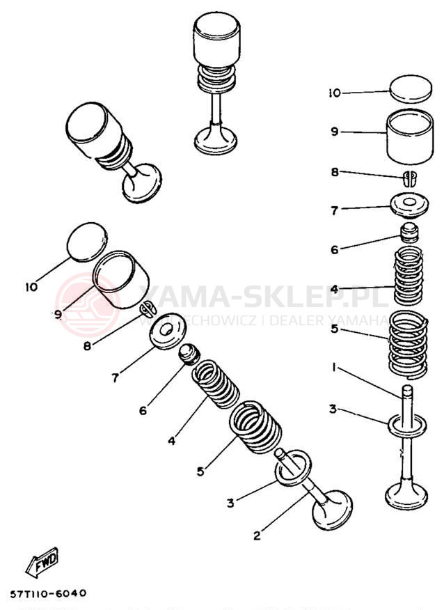 Schemat "zawory" do Yamaha XT350D/XT350DC