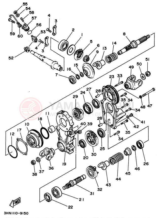 Schemat "Przeniesienie napędu" do Yamaha BIG BEAR 4WD YFM350FWG