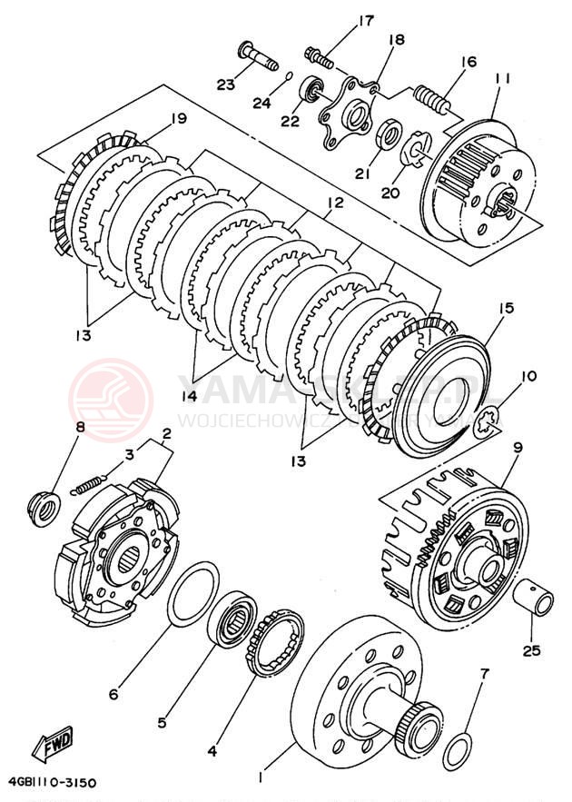 Schemat "sprzęgło" do Yamaha KODIAK 4WD YFM400FWF_