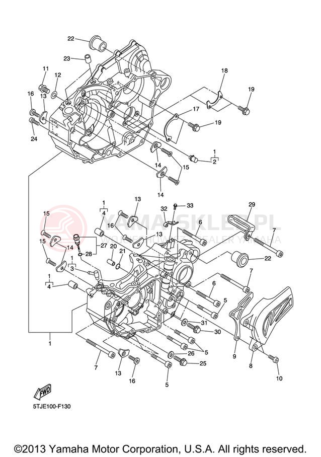 Schemat "Obudowa silnika" do Yamaha WR450F WR450FX