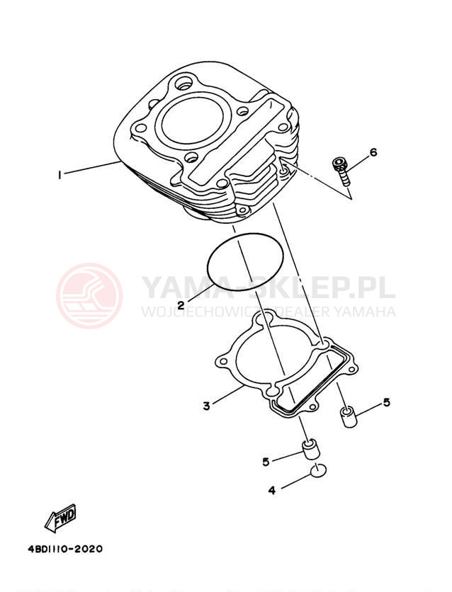 Schemat "cylinder" do Yamaha TIMBERWOLF 4WD YFB250FWJ