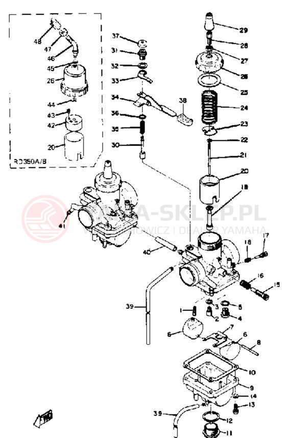 Schemat "Gaźnik" do Yamaha RD350