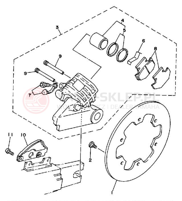 Schemat "Zacisk hamulcowy tylny" do Yamaha WR200RD