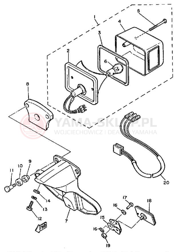 Schemat "lampa tył" do Yamaha XT600NC/XT600N