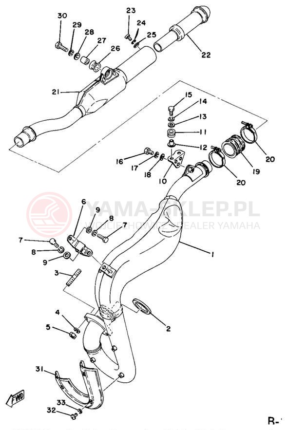 Schemat "Wydech końcowy" do Yamaha DT400D/DT250D