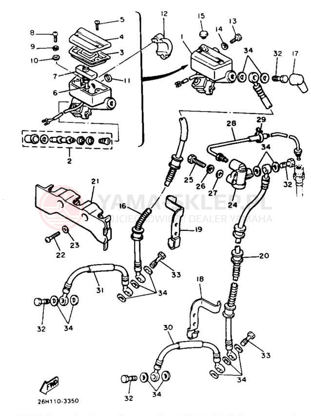 Schemat "Pompa hamulcowa przednia" do Yamaha XVZ12DL/XVZ12DKC2