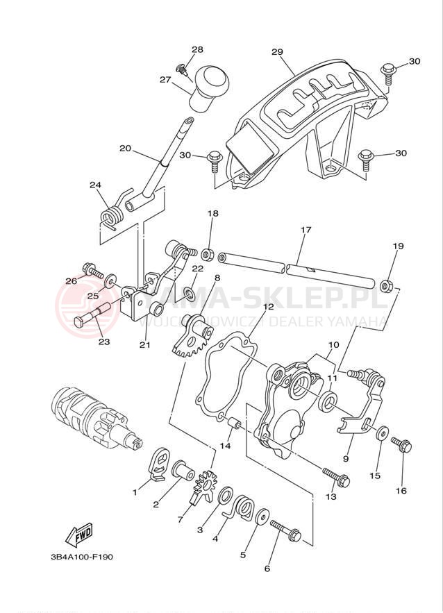 Schemat "Dźwignia zmiany biegów, wałek" do Yamaha GRIZZLY FI 700 HUNTER YFM7FGHX