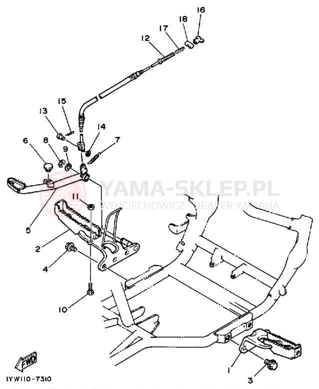 Schemat "Stopka postojowa i podnóżki" do Yamaha MOTO-4 YFM350ERU