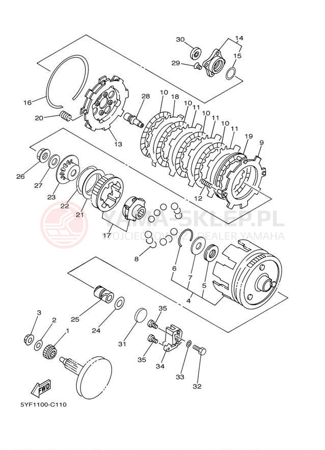 Schemat "sprzęgło" do Yamaha RAPTOR 50 YFM50S
