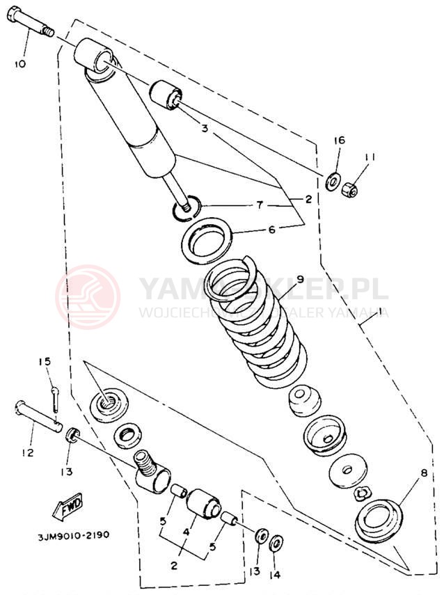 Schemat "zawieszenie tył" do Yamaha BLASTER YFS200E