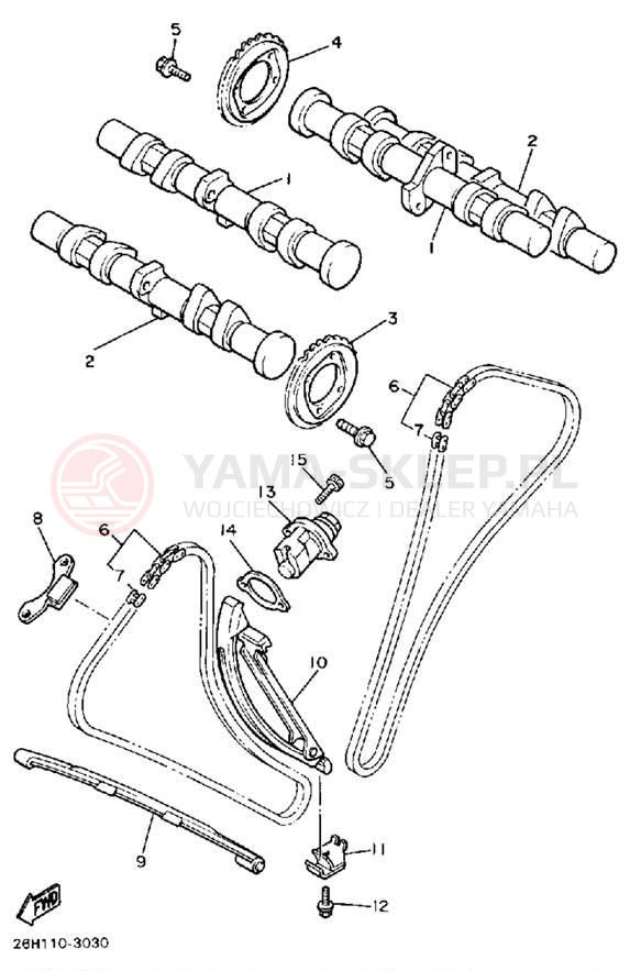Schemat "Rozrząd - łańcuszek" do Yamaha XVZ13DT/XVZ13DTC