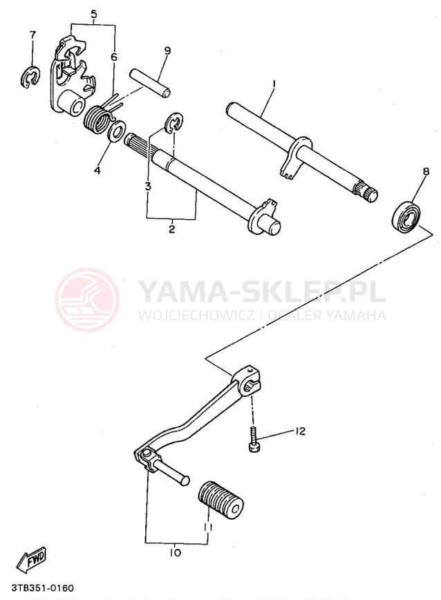 Schemat "Dźwignia zmiany biegów, wałek" do Yamaha XT600EG/XT600EGC