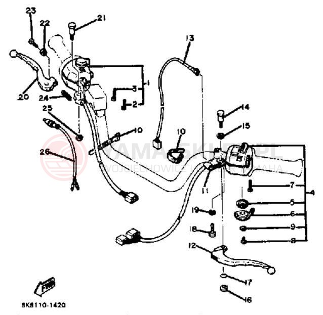 Schemat "Kierownica i osprzęt" do Yamaha XJ550J