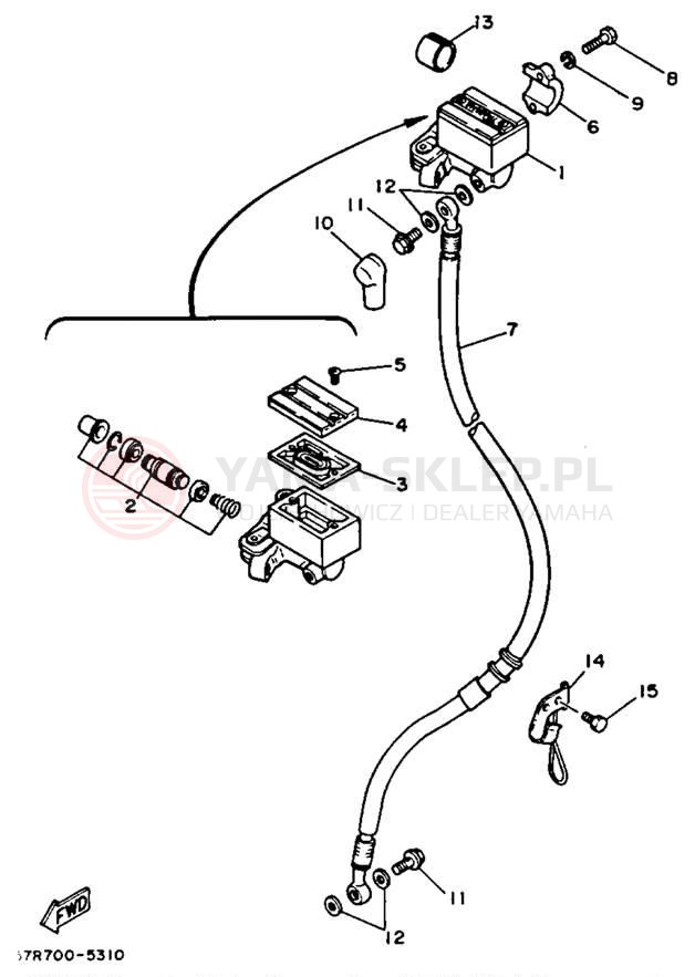 Schemat "Pompa hamulcowa przednia" do Yamaha XT350D/XT350DC
