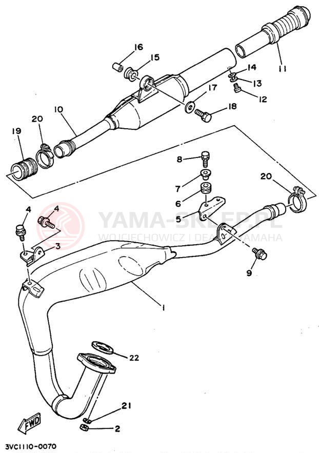 Schemat "Wydech końcowy" do Yamaha RT180B