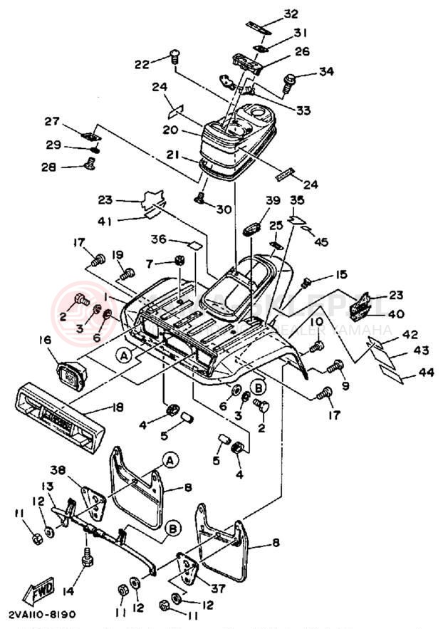 Schemat "Przedni błotnik" do Yamaha MOTO-4 YFM350ERU