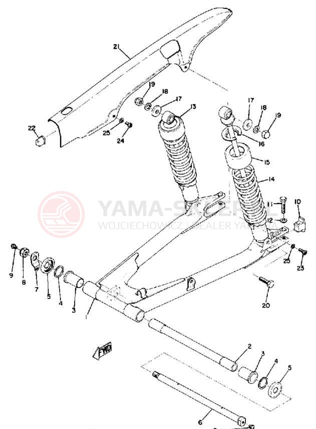 Schemat "Wahacz, osłona łańcucha" do Yamaha TX750