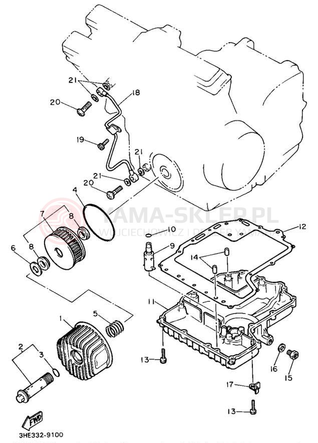 Schemat "Filtr oleju" do Yamaha FZR600W