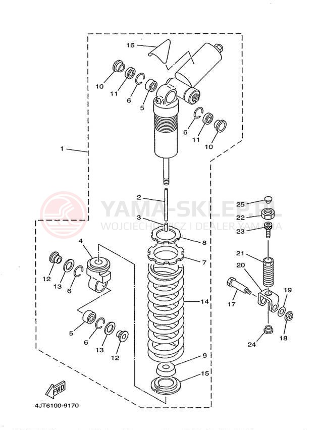 Schemat "zawieszenie tył" do Yamaha TZ125 TZ125