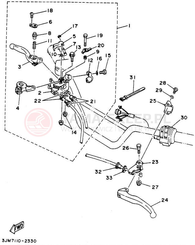 Schemat "Kierownica i osprzęt" do Yamaha BLASTER YFS200F