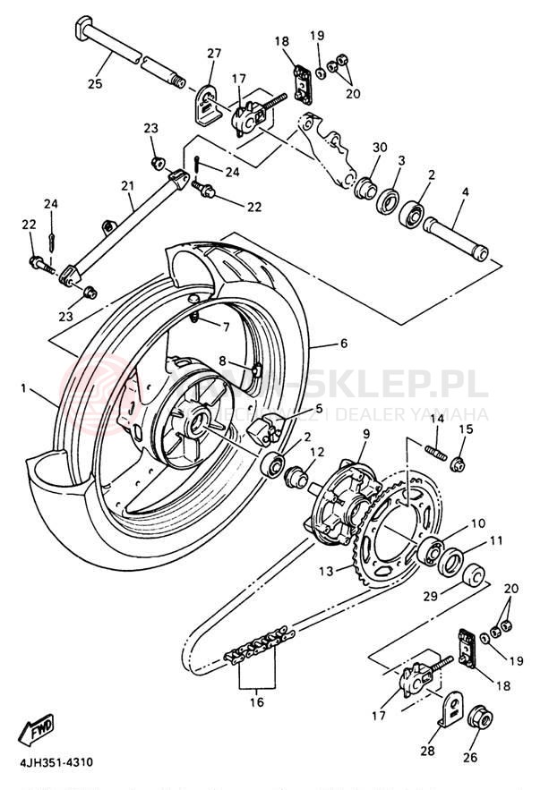 Schemat "Koło tył" do Yamaha YZF600RJC/YZF600RJ