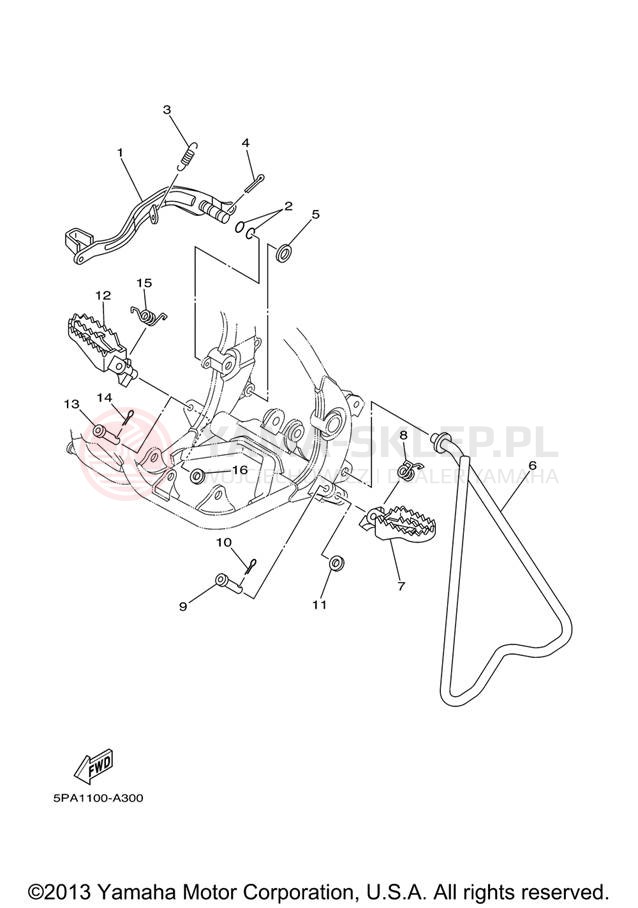 Schemat "Stopka postojowa i podnóżki" do Yamaha YZ85 YZ85V