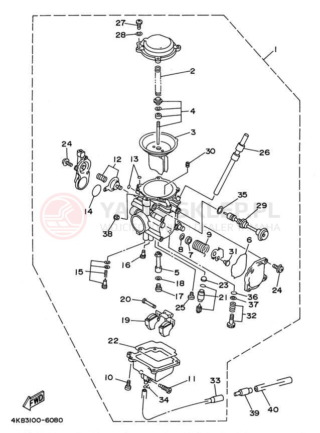 Schemat "Gaźnik" do Yamaha WOLVERINE 4WD YFM350FXH