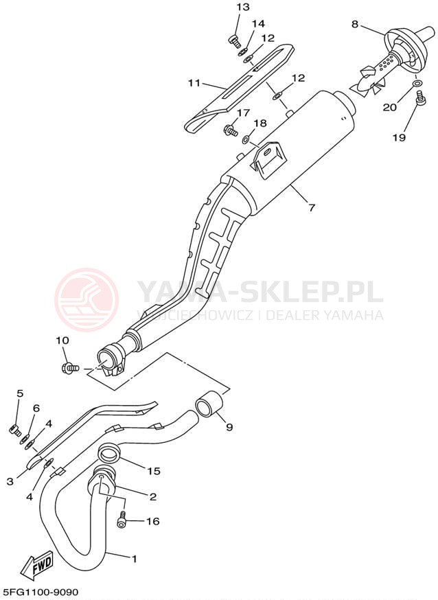 Schemat "Wydech końcowy" do Yamaha TTR225 TTR225PC/TTR225P