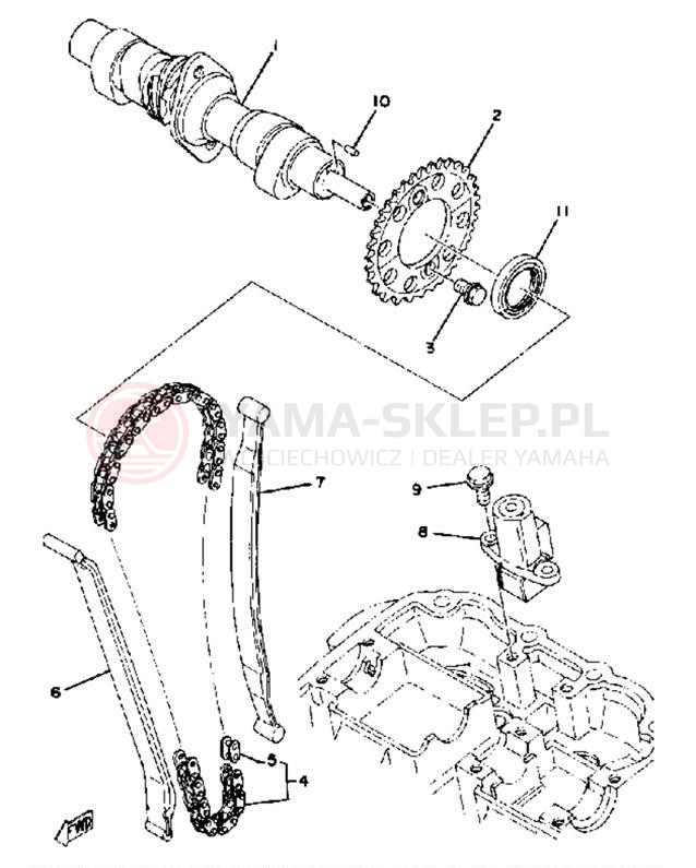 Schemat "Rozrząd - napinacz" do Yamaha XS400_2F