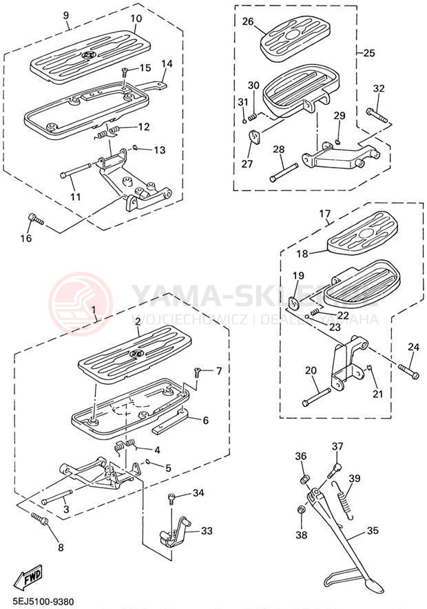 Schemat "Stopka postojowa i podnóżki" do Yamaha XVZ13LTN/XVZ13LTNC