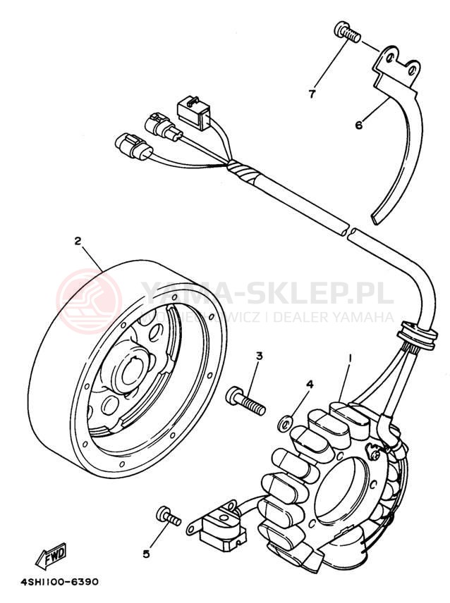 Schemat "prądnica" do Yamaha KODIAK 4WD YFM400FWK
