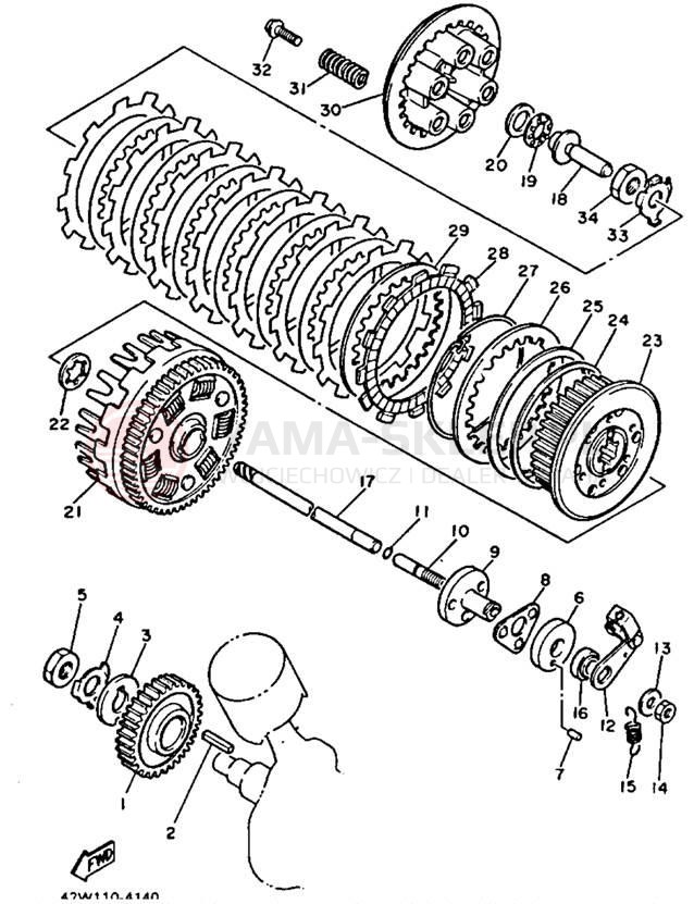 Schemat "sprzęgło" do Yamaha VIRAGO 750 XV750B/XV750BC